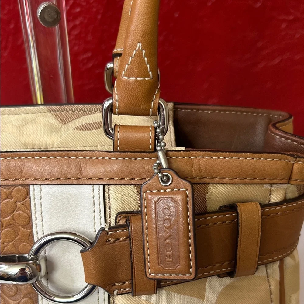 Coach Brown and Cream Shoulder Bag